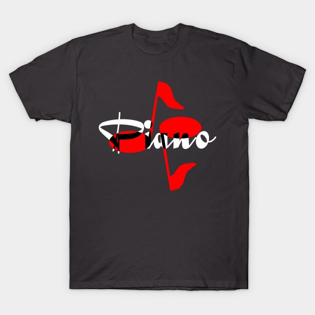 Piano Red Notes T-Shirt by Barthol Graphics